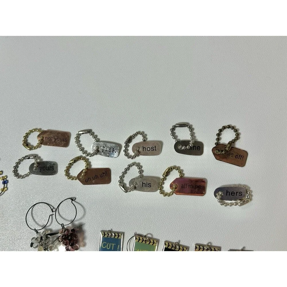 Vintage Lot OF 30+ Wine Glass Charms Markers Goblets Hollywood Christmas Grapes